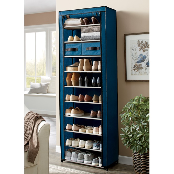 10-Layer Shoe Rack, Teal, large