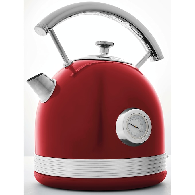 Retro Style Electric Kettle, Red & Stainless Steel