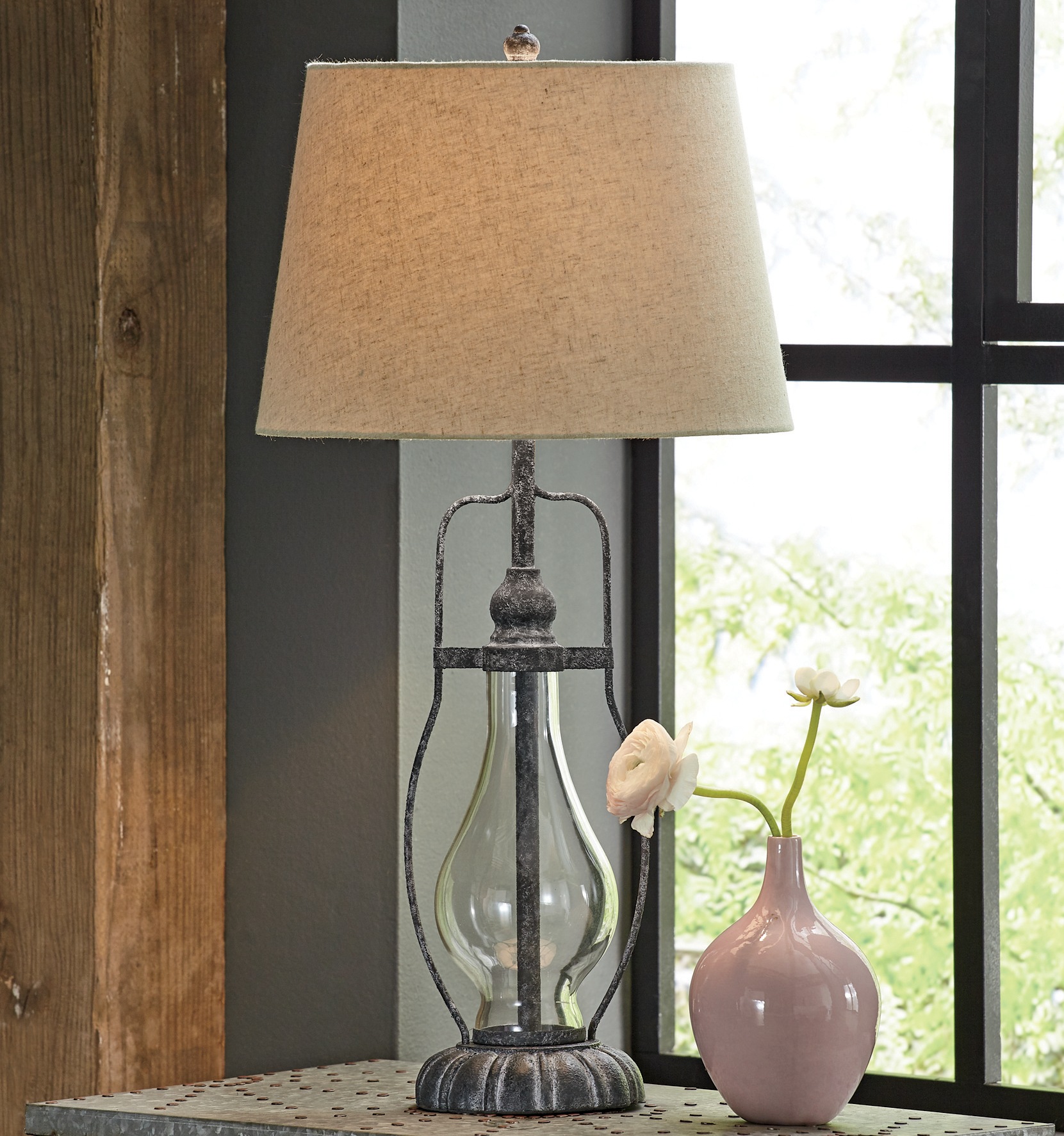 glass lantern table lamp