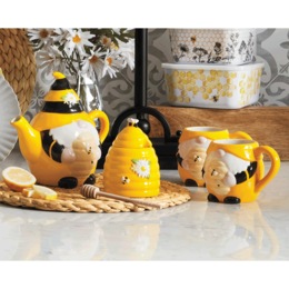 5-Piece Honeybee Gnome Tea Set, , large