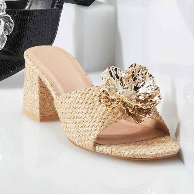 Woven 3-D Floral Slide, , large