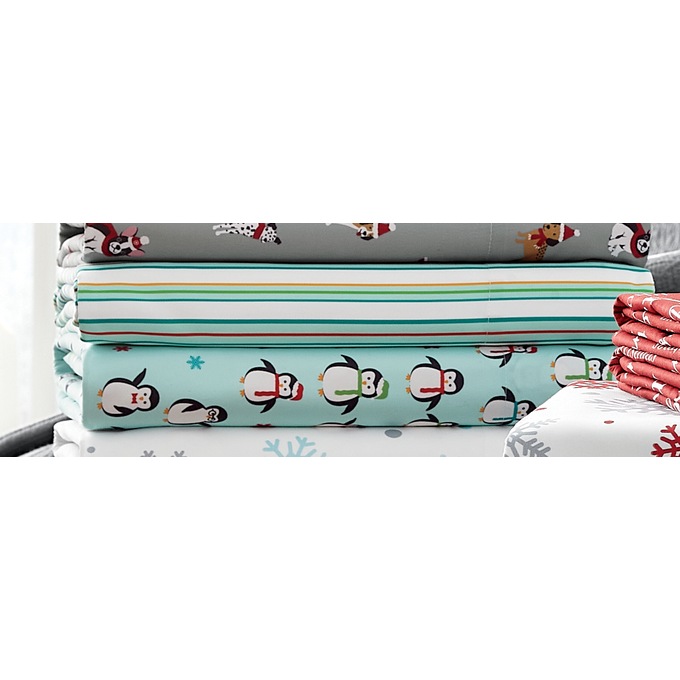 2-Pack Holiday Print Microfiber Flannel Sheets