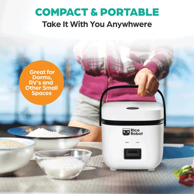 Rice Robot Compact Rice Cooker with Color Coded System, White, large