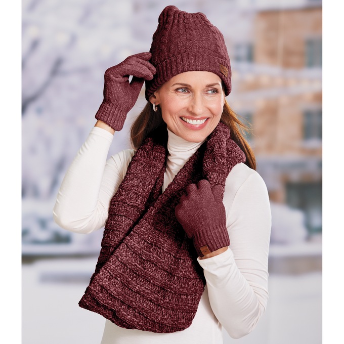 Crazy Soft Chenille Hat/Scarf/Glove Set, , large