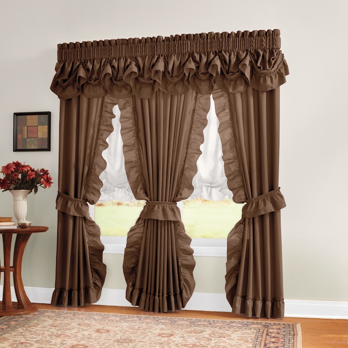 Mayfair Romantic Priscilla Ruffled Semi-Sheer Panel Pair with Tieback, , large