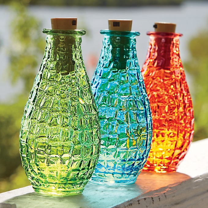 Set of 3 Lit Wish Bottles, , large