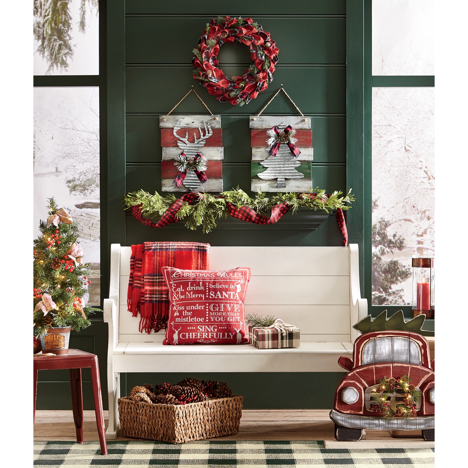 Red Plaid Pinecone Wreath Country Door