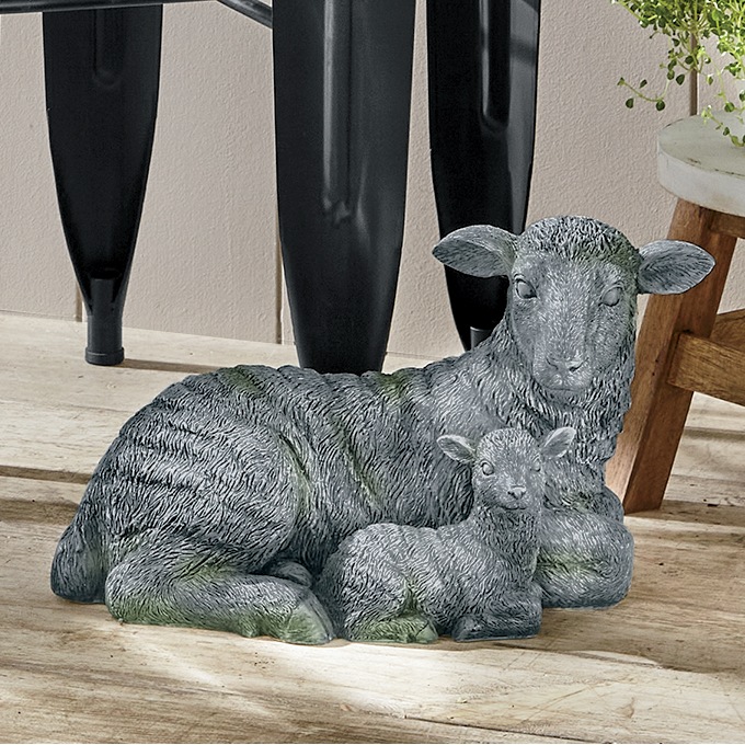 Mama Sheep and Baby Garden Statue, , large