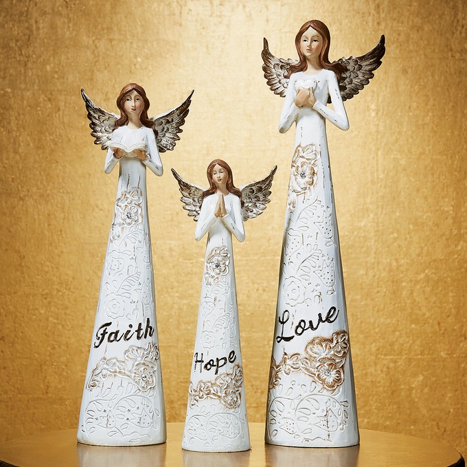 Buy All 3 Carved Angel Figurines and Save, , large