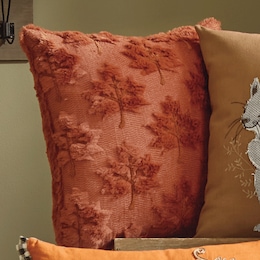 Embossed Faux-Fur Leaf Decorative Accent Pillow, , large