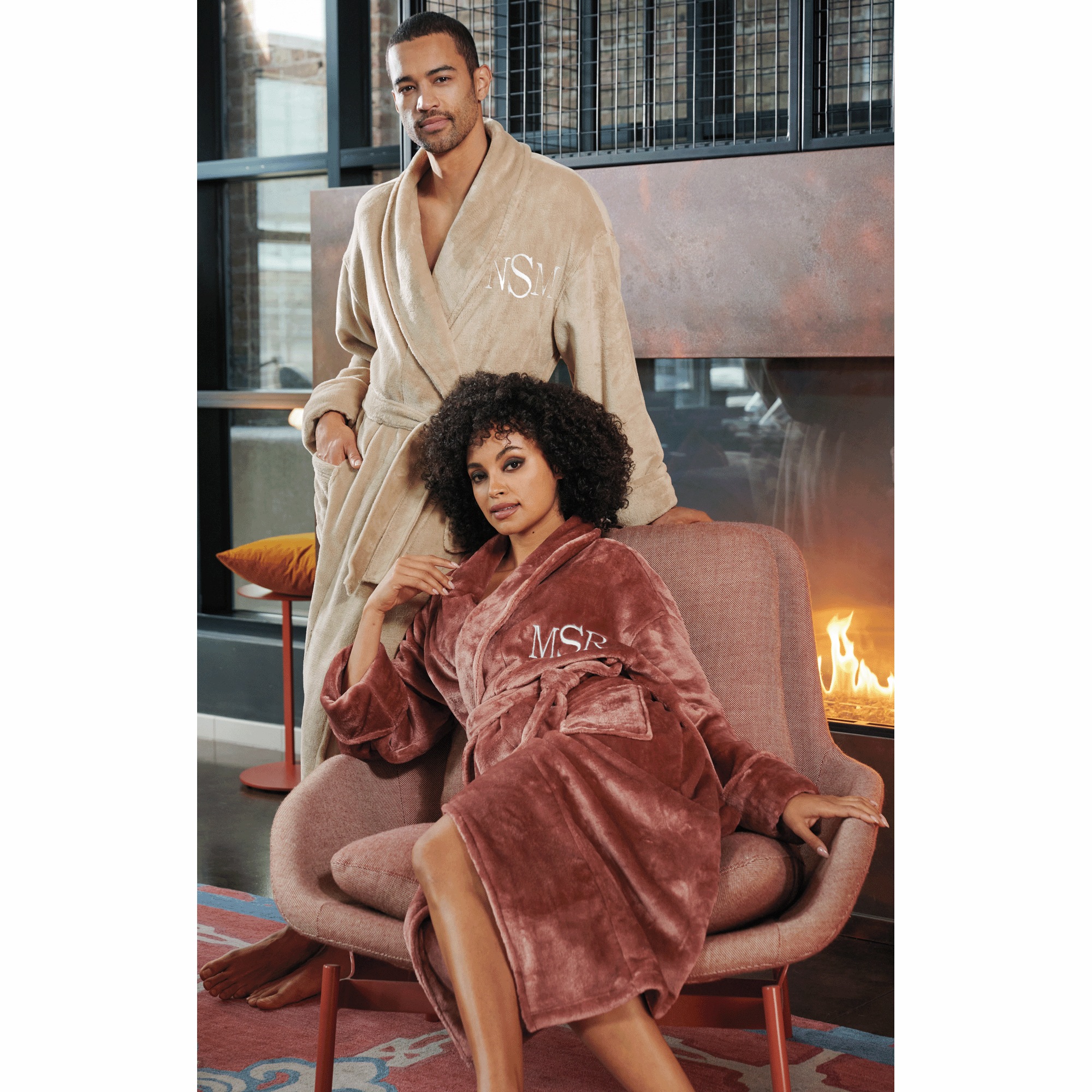 Unisex Plush Fleece Robe with Monogram Personalization Option, , large