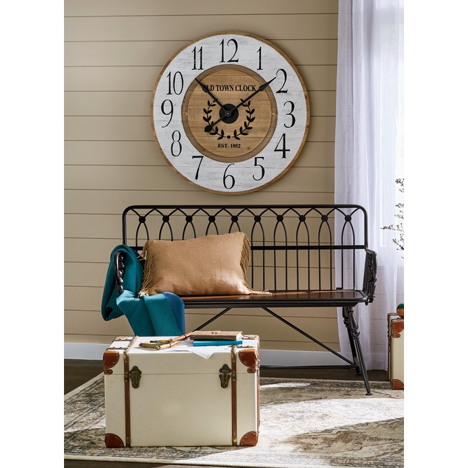 White Wood Wall Clock, , large