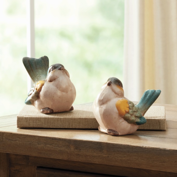 Set of 2 Colorful Bird Figurines, , large
