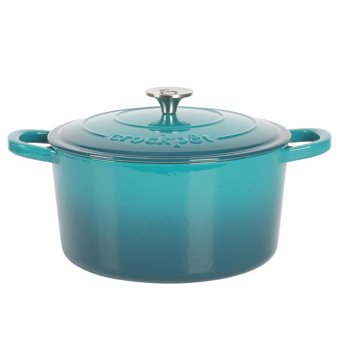 Crock Pot Artisan 6-qt. Enameled Cast Iron Dutch Oven with Lid, Teal Ombre, large