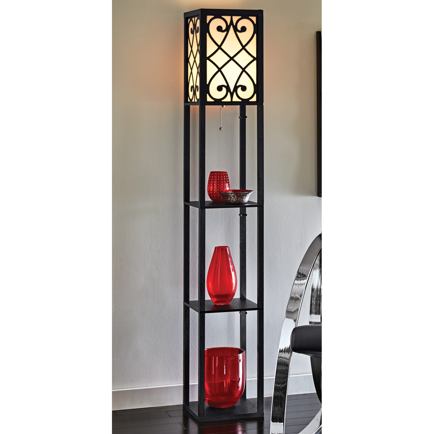 Eurico Floor Lamp With Shelves Country Door