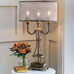 Tanis 3-Bulb Table Lamp with Metal Mesh Shade, , large