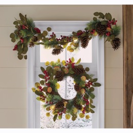 Berry, Pinecone and Dried Orange Garland and Wreath, , large