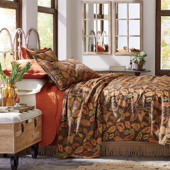 Leaf Jacquard Oversized Coverlet, , large
