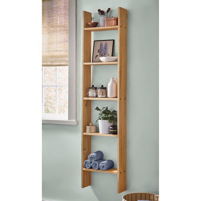 5' Wooden Ladder Shelf, , large