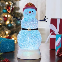 First Responder Lit Glitter Globe Snowman with Music, , large