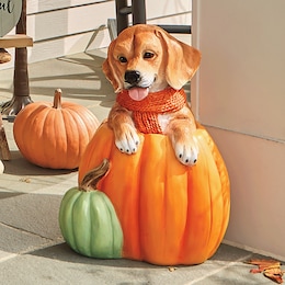 Ottie the Outdoor Pup in a Pumpkin Statue, , large