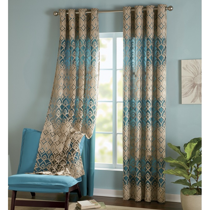 Gemma Grommet Window Panel, Teal, large