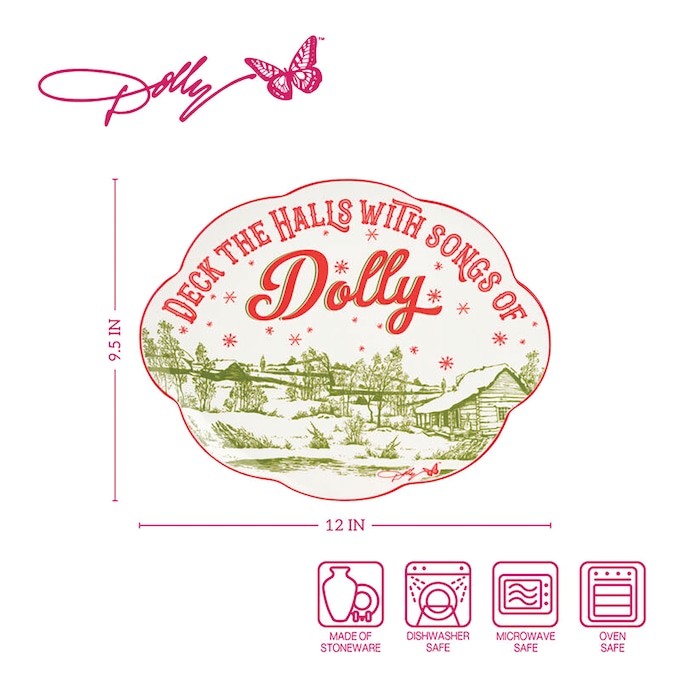Dolly Parton Holiday Toile 12-Inch Oval Platter, , large