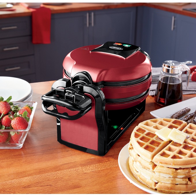 Double Waffle Maker by Ginny's, Delicious Red, large