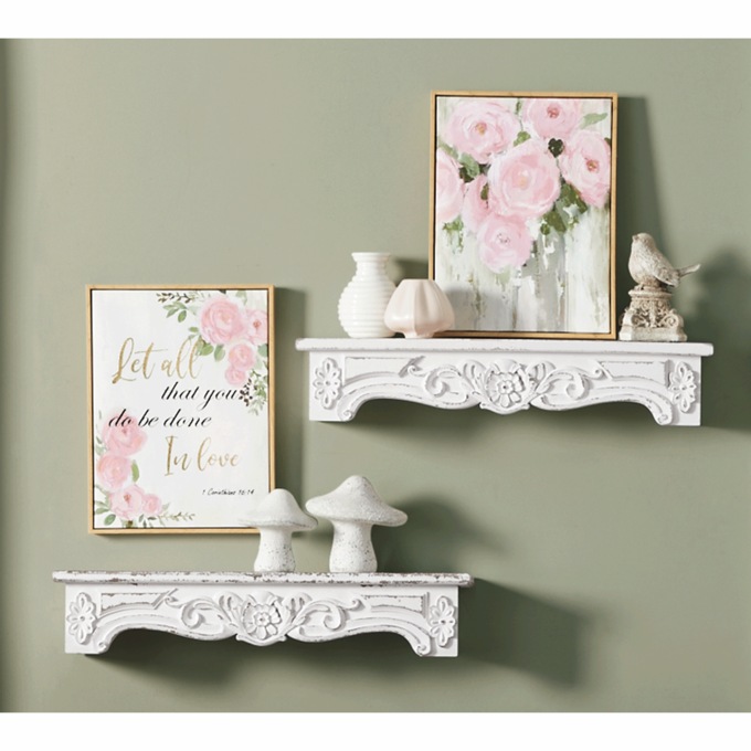 Set of 2 Romantic Floral and Word Art, , large
