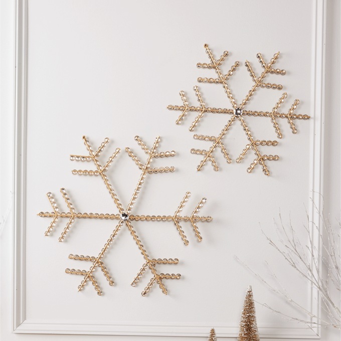 Set of 2 Jeweled Snowflake Wall Décor, , large