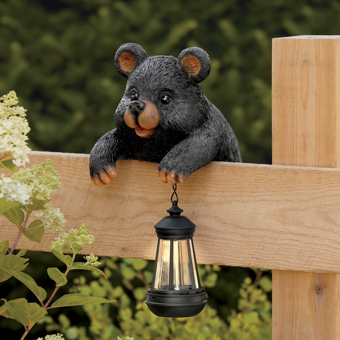 Solar Woodland Critter Fence Sitter, , large