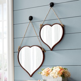 Set of 2 Heart Wall Mirrors, , large