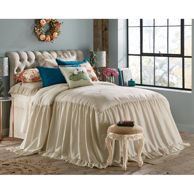 Sterling Faux-Linen Skirted Bedspread, , large