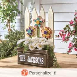 Chunky Wood Picket Fence Planter, , large
