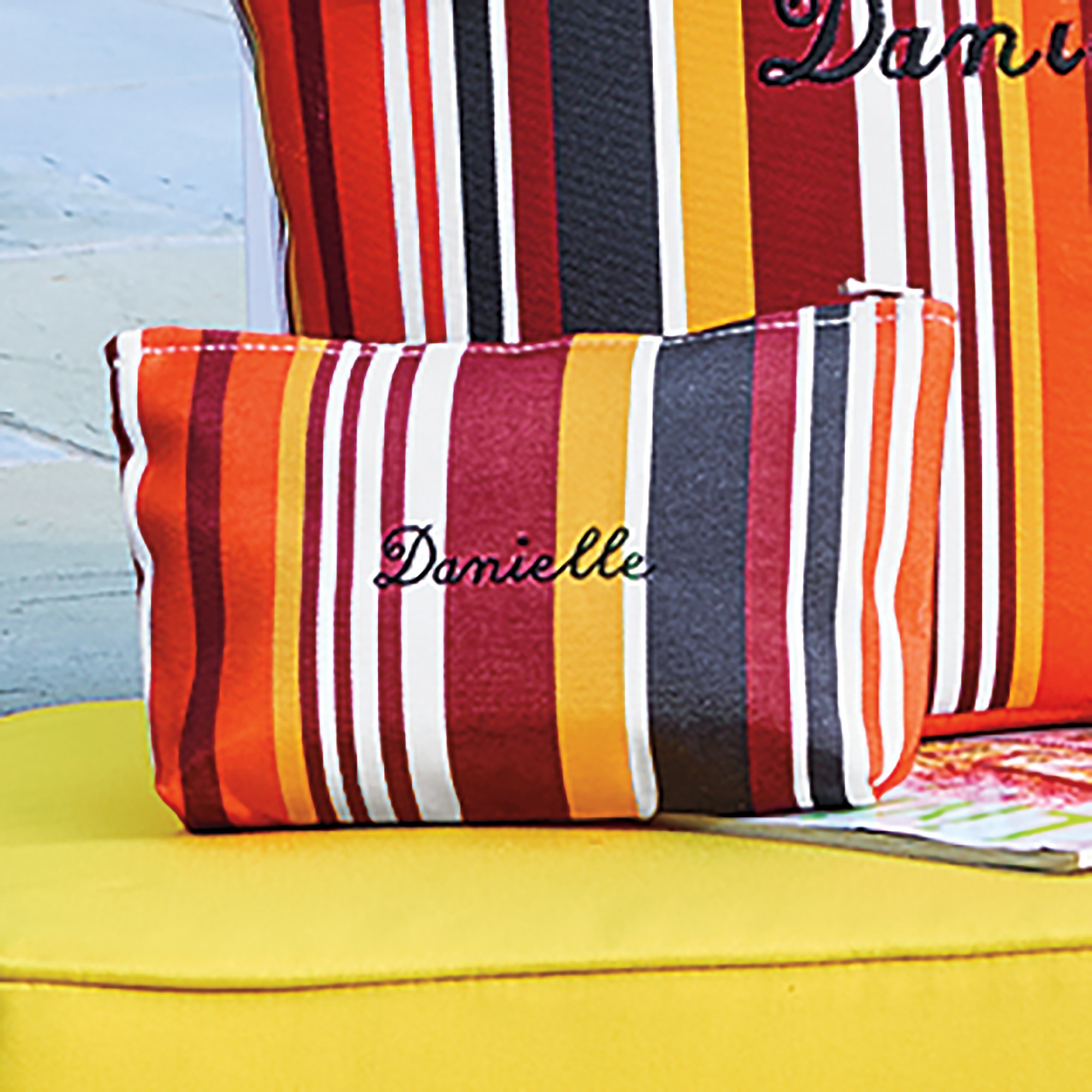 Personalized Striped Pouch, Orange Stripe, large