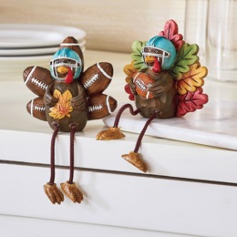 Set of 2 Game Day Turkey Shelf Sitters, , large