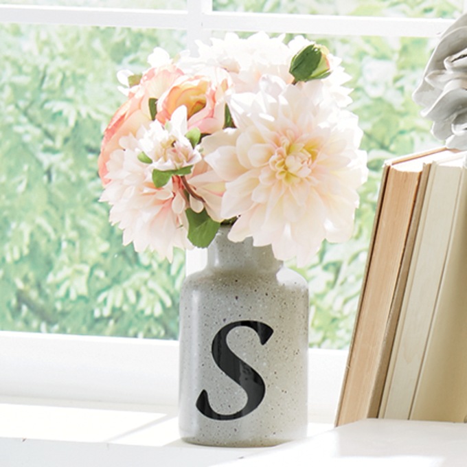 Peony and Chrysanthemums in Gray Vase, , large