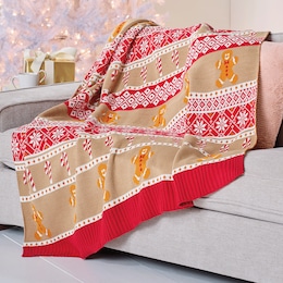 Gingerbread Knit Jacquard Throw, , large