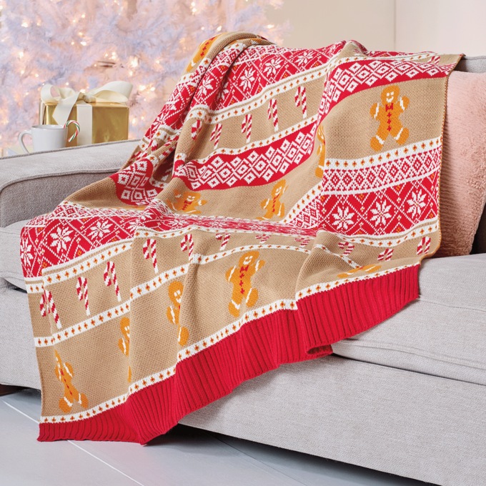 Gingerbread Knit Jacquard Throw, , large