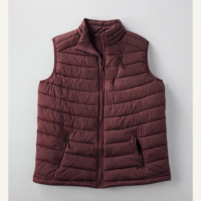 Lightweight Puffer Vest, Wine, large