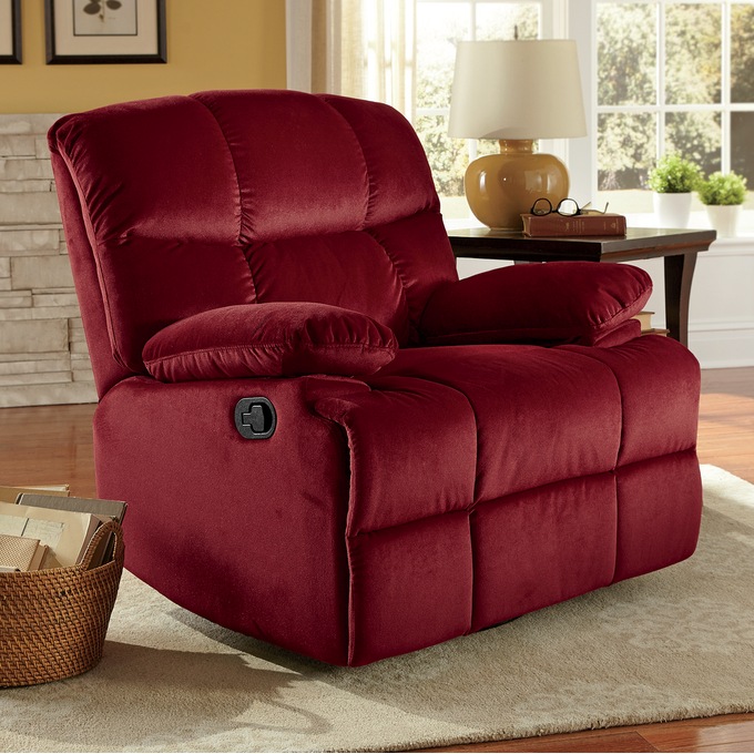 Microfiber Swivel Rocker Recliner, , large
