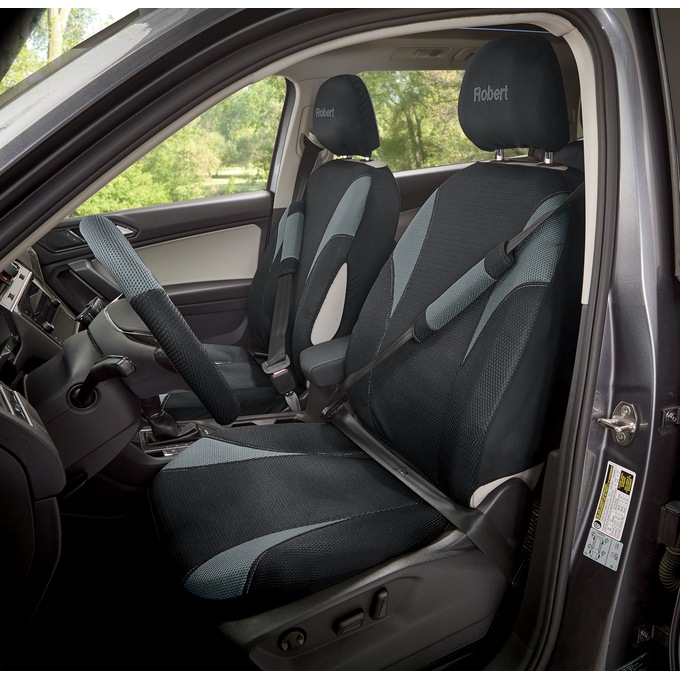 14-Piece Car Seat Cover Set - Universal Fit with Steering Wheel and Belt Covers, , large