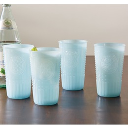 Set of 4 Milky Aqua Tumblers, , large