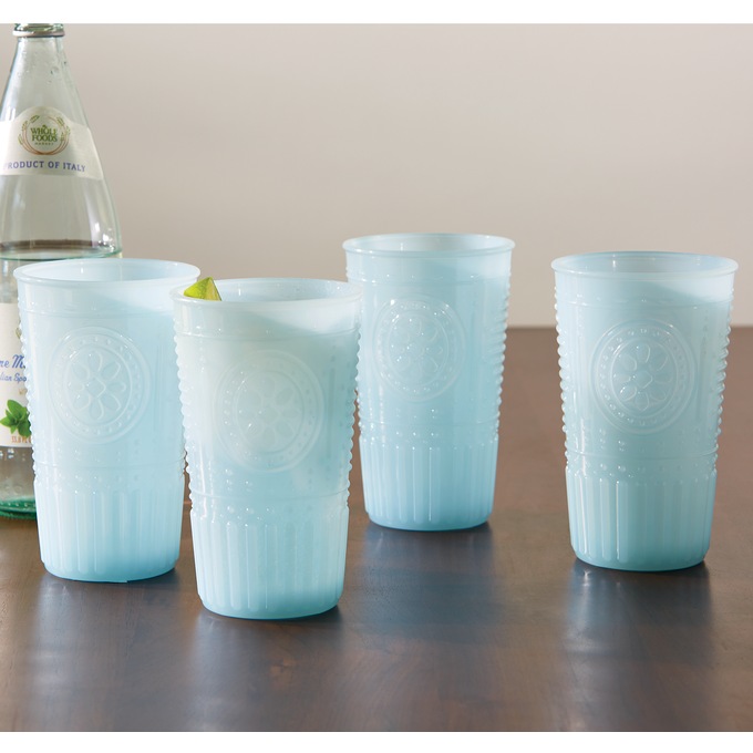 Set of 4 Milky Aqua Tumblers, , large