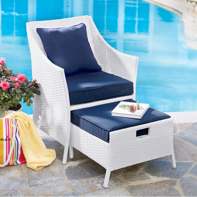 White wicker chair with ottoman sale