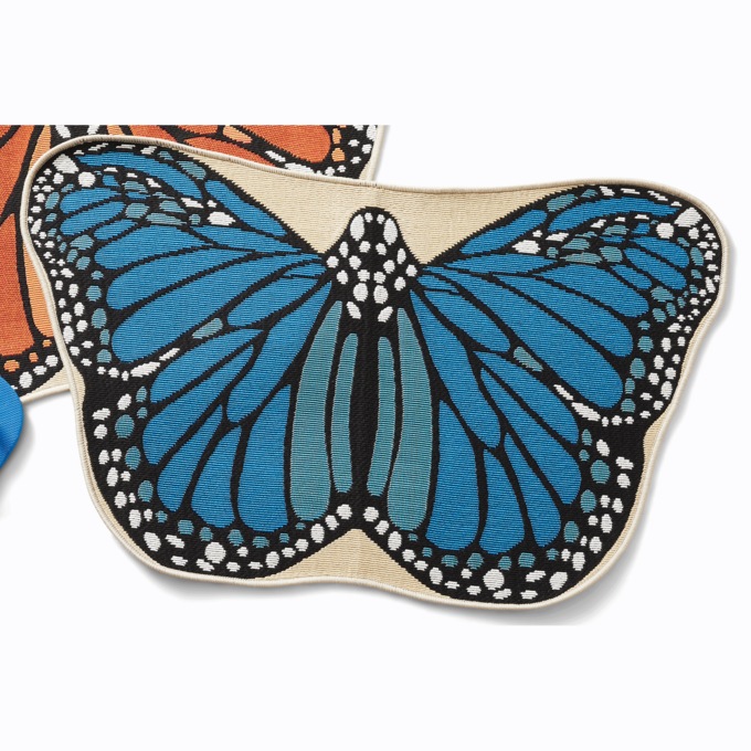 Indoor/Outdoor Butterfly-Shaped Mat - 23" x 39", Blue, large