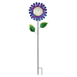 Solar Thermometer Flower Stake, , large