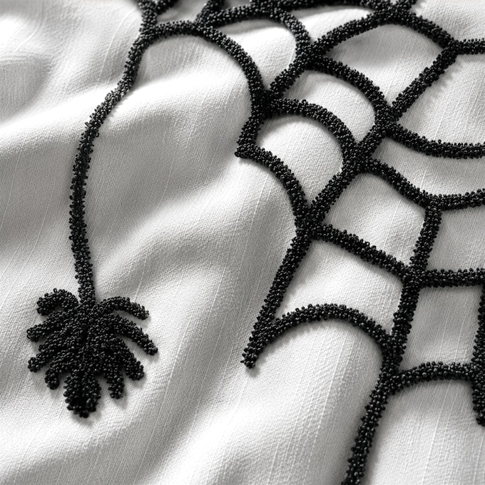 Tufted Chenille Halloween Shower Curtain, , large
