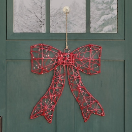 Large Red Bow Outdoor Décor with Twinkle Lights, , large