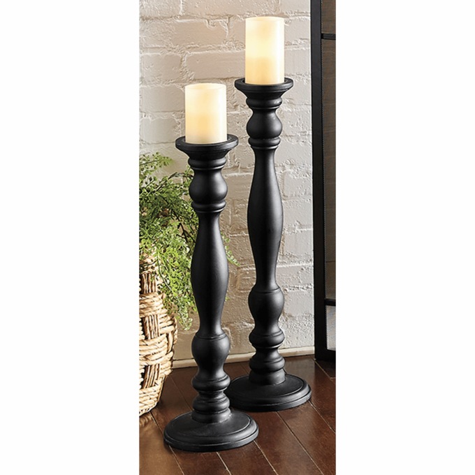 Set of 2 Farmhouse Floor Candleholders, , large